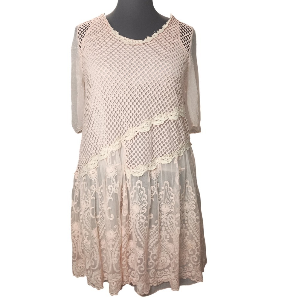 Pretty Angel Pink Crochet Overlay Dress SKUW084 - Picture 2 of 7